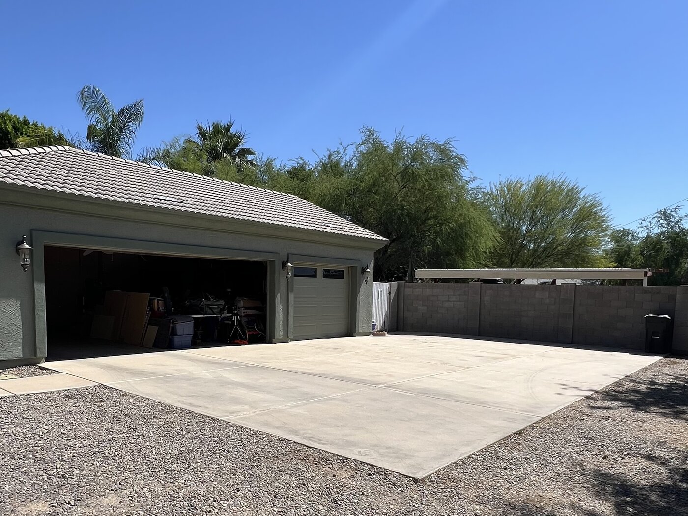 Empty driveway, before carport installation
